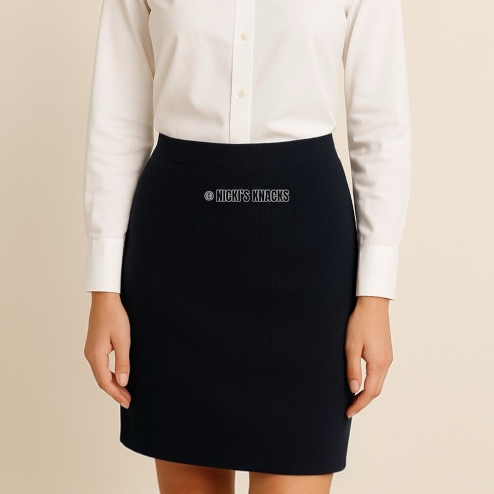 Tommy Hilfiger Navy Waffle Knit Pencil Skirt Y2K Pull On Cotton Retro Size L